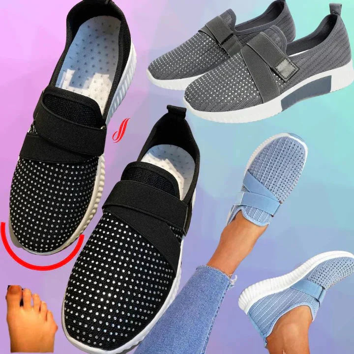 Dames Slip-On Sneakers met Klittenband – Comfortabele Houdingscorrigerende Sneakers