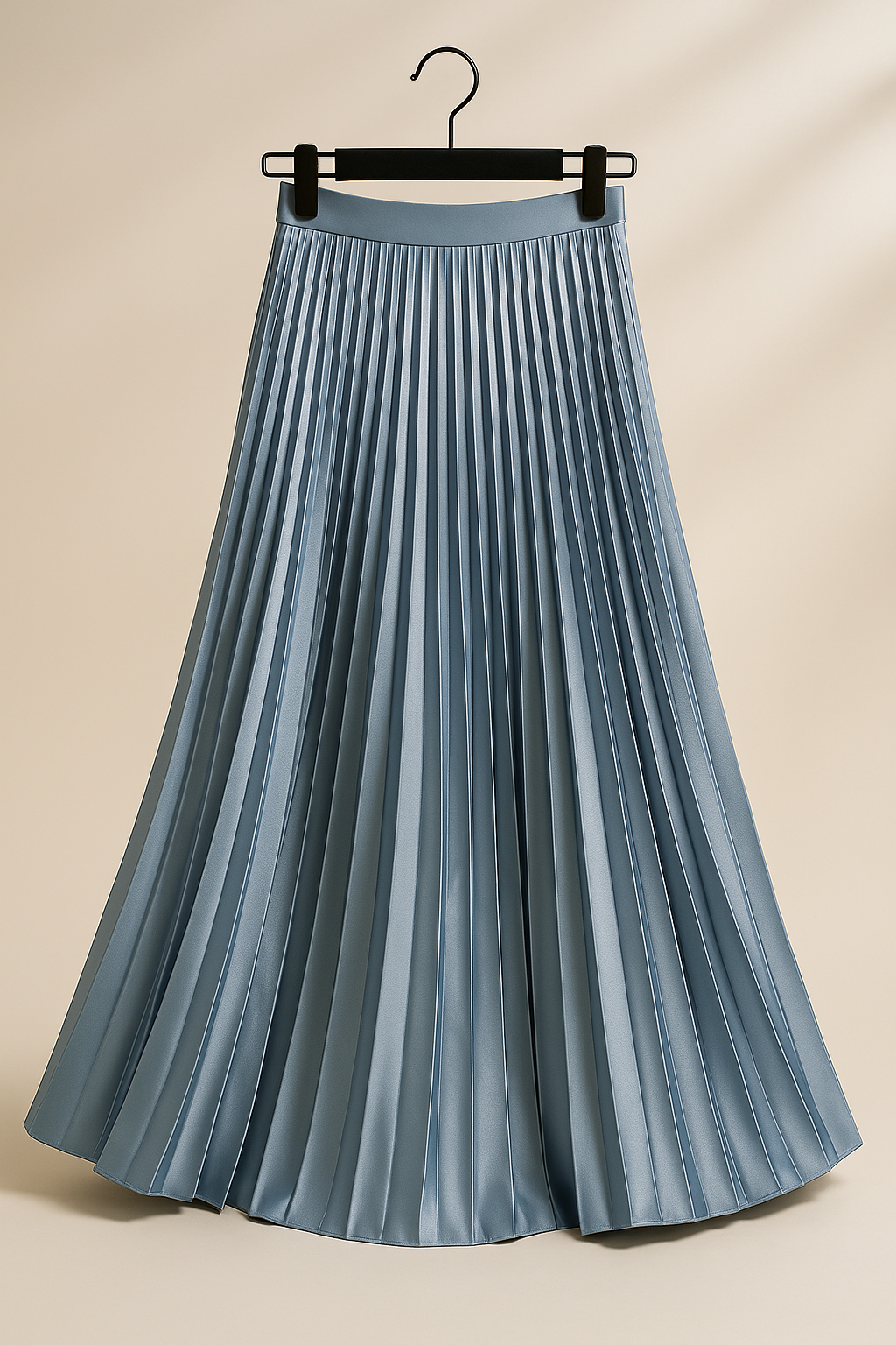 Elva Satijnen Plooirok – Hoge Taille Midi-Rok met Elegante Glans