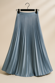 Elva Satijnen Plooirok – Hoge Taille Midi-Rok met Elegante Glans