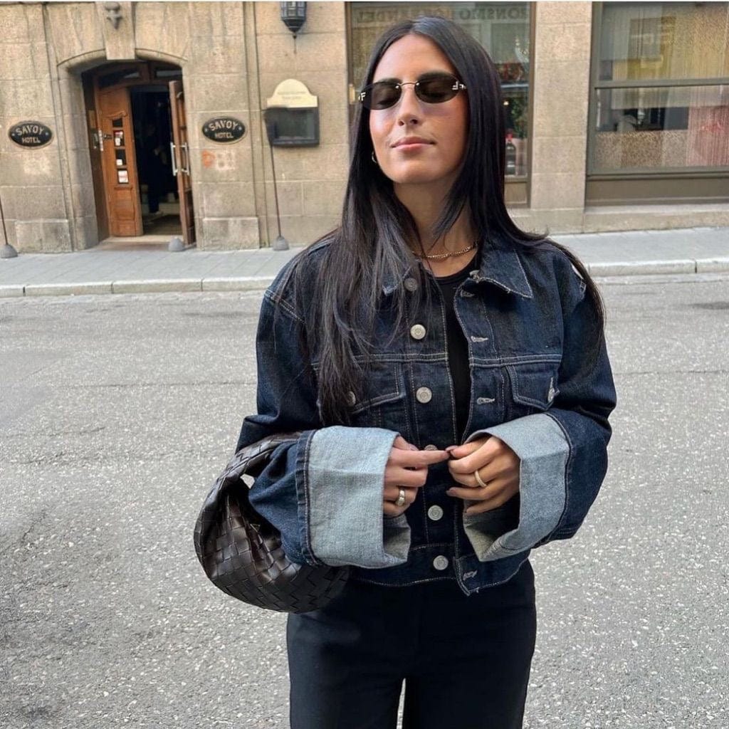 Denim Dames Twee-Delige Set – Denim Set Met Lange Mouwen En Kraag