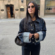 Denim Dames Twee-Delige Set – Denim Set Met Lange Mouwen En Kraag