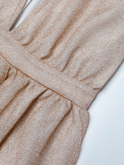 Glinsterende Maxi-Jurk met V-hals en Klokmouwen | Feestelijk en Chique