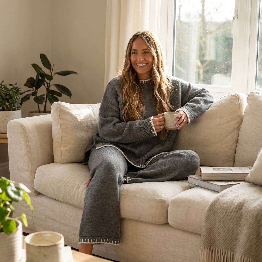 Zachte Comfort Set Dames – Gebreide Tweedelige Outfit voor Winterwarmte