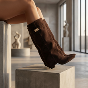 Suede Slouch Dames Laarzen – Trendy Hoge Laarzen