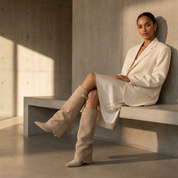 Suede Slouch Dames Laarzen – Trendy Hoge Laarzen