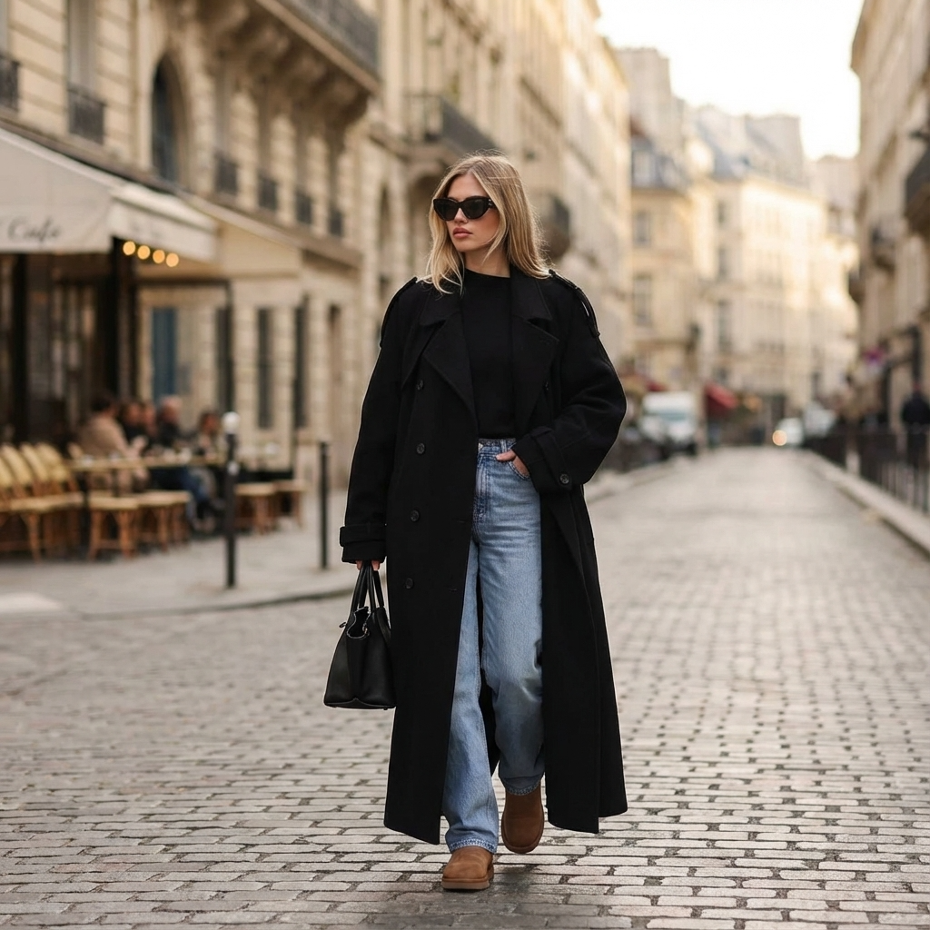 Inka Dames Winterjas – Lange Oversized Wollen Mantel met Double-Breasted Design