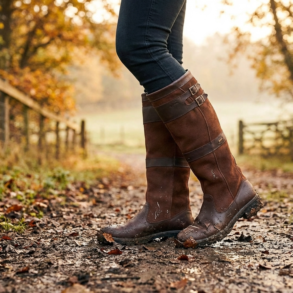 Waterdichte Outdoor Laarzen Dames – Leren Laarzen met Hoge Schacht en Gespen