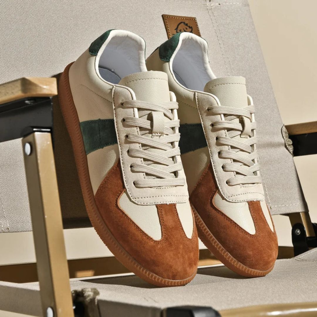 Dames Leer Sneakers met Retro Streep