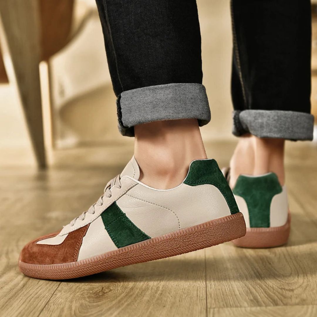 Dames Leer Sneakers met Retro Streep