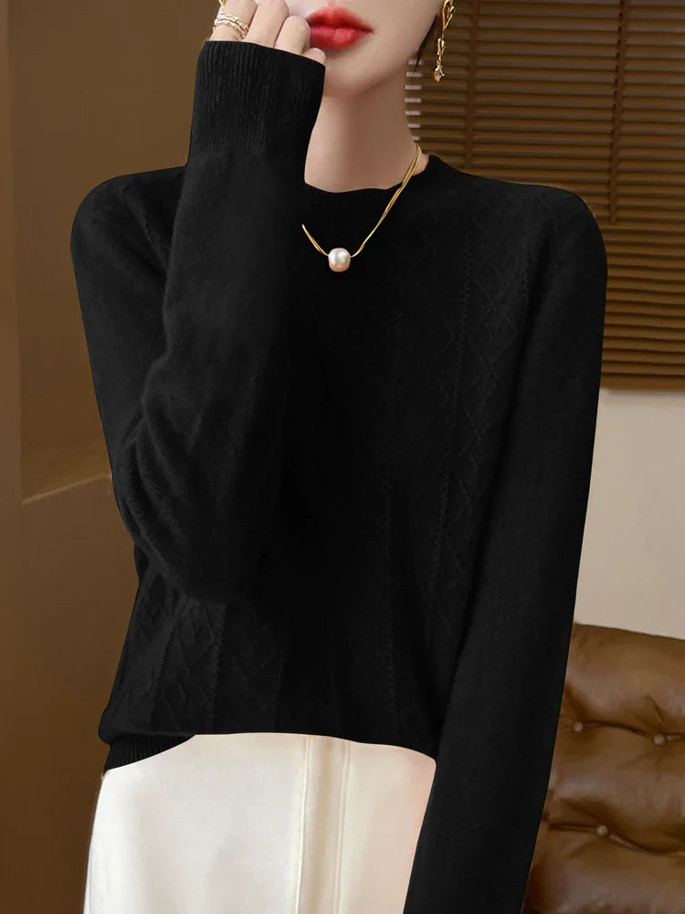 Dames Merinowol Trui met Argyle Patroon