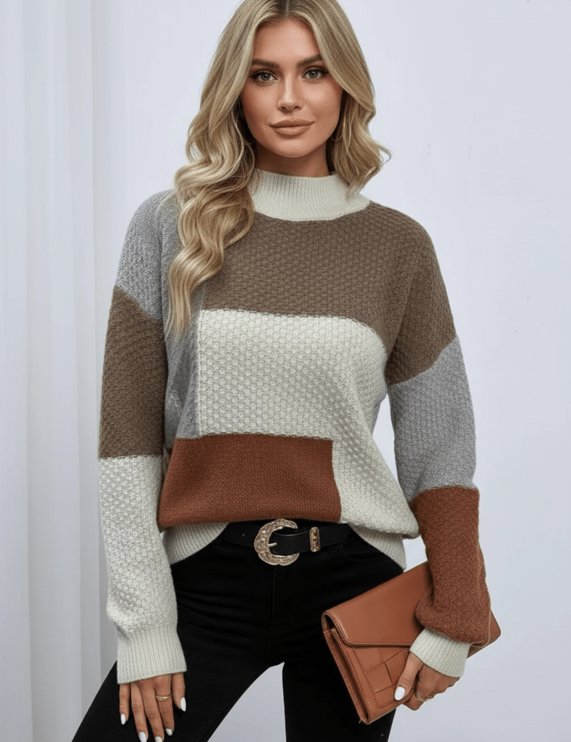 Monika | Bequeme, strukturierte Patchwork-Pullover 0