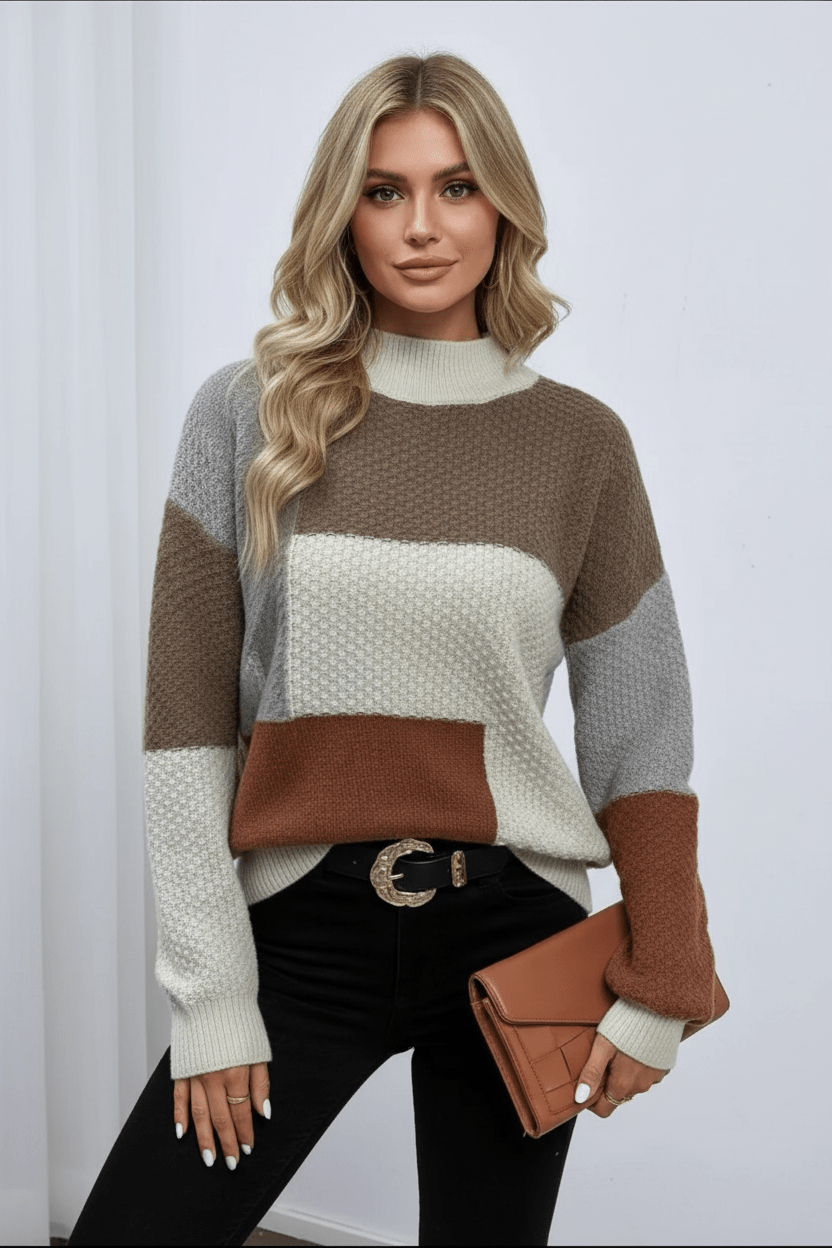 Monika | Bequeme, strukturierte Patchwork-Pullover 0