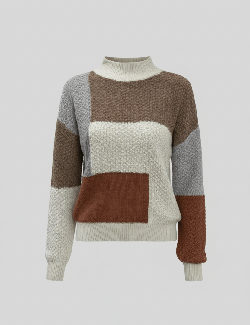 Monika | Bequeme, strukturierte Patchwork-Pullover 3