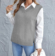 Dames Gebreid Mouwloos Vest met Fijne Textuur