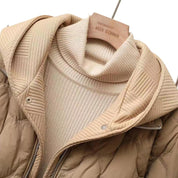 Gewatteerde Dames Jas met Schaalpatroon - Zwart, Beige, Khaki