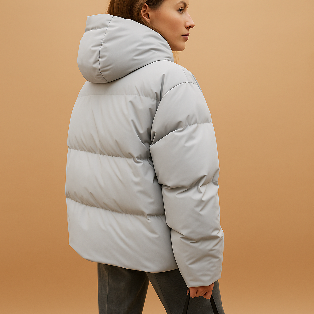 Polyester Blend Coat - Hooded Padded Design And Warmth