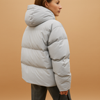 Polyester Blend Coat - Hooded Padded Design And Warmth