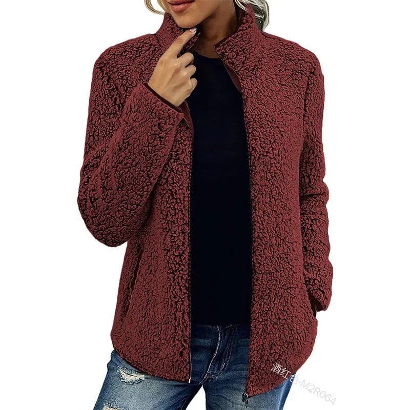 Olives | Luxe Fleece Jacket Dames – Warme & Stijlvolle Jas voor Herfst en Winter