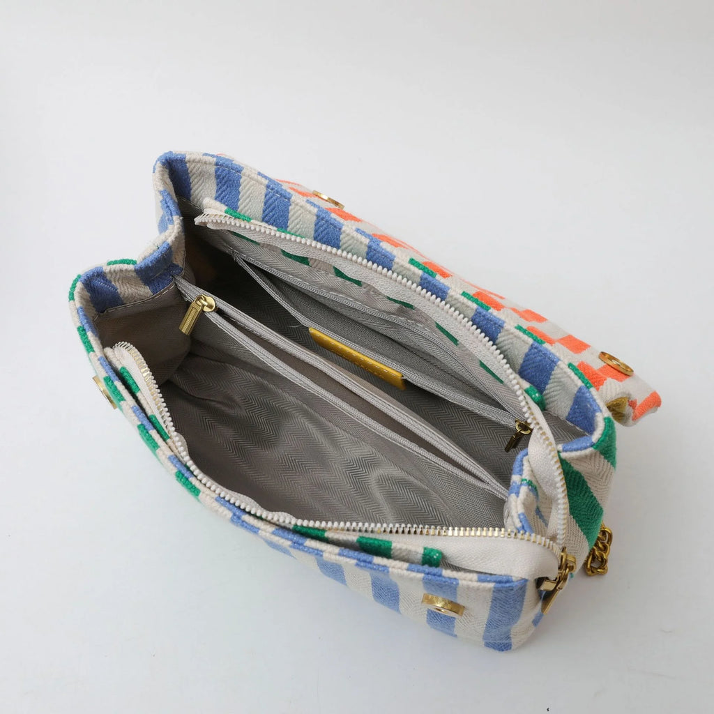 2025 Hot Style Kumt Geiger London Simple and versatile small square bag with colorful stripes of canvas Versatile bag