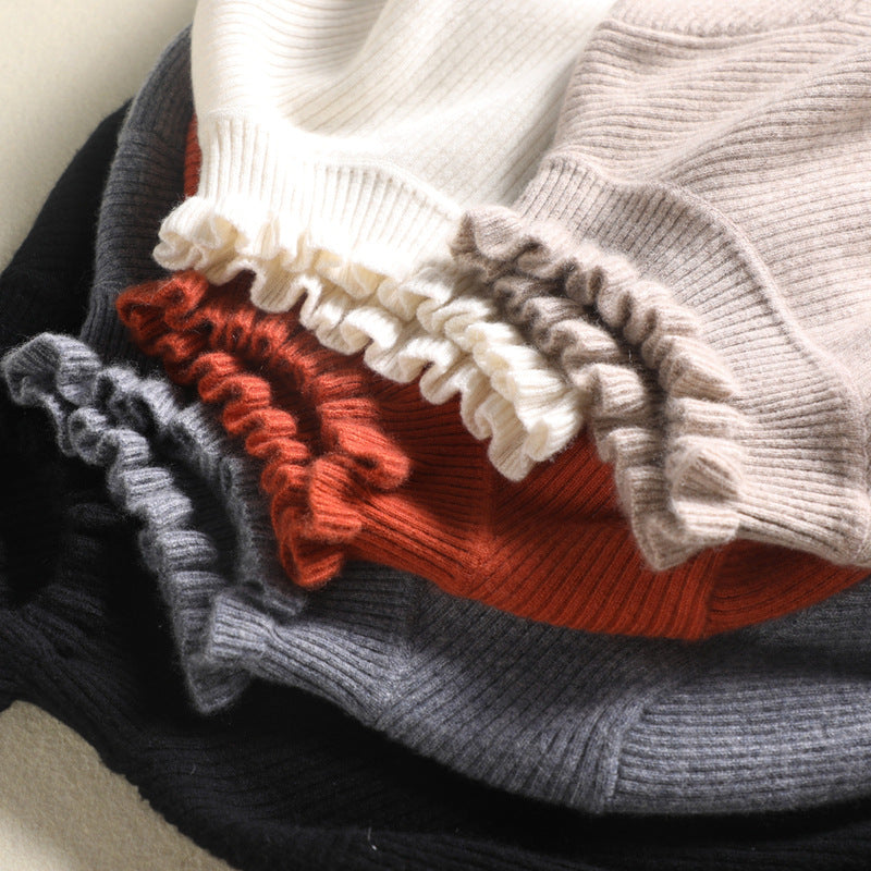 Dames Gebreide Longsleeve met Ruches Details