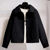 Kort Wolblend Dames Jack met Klassieke Kraag