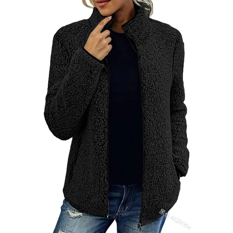 Olives | Luxe Fleece Jacket Dames – Warme & Stijlvolle Jas voor Herfst en Winter