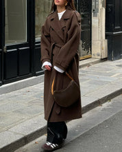 Grace Dames Winterjas – Luxe Wol Trenchcoat met Ceintuur en Double-Breasted Design