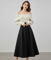 Dames Gebreide Set met Off-Shoulder Detail
