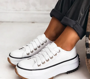 Dames Canvas Sneakers met Plateauzool