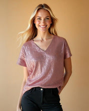 Pailletten T-shirt Dames – Stijlvol Glinsterend Shirt voor Feestelijke Gelegenheden