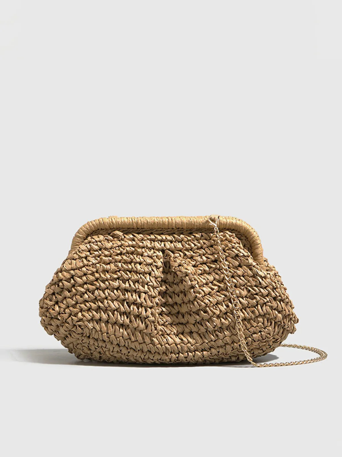 Gevlochten Stro Clutch voor Dames – Zomerse Woven Handtas in Natuurlijke Look