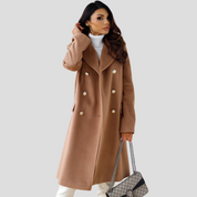 Dames Winterjas met Dubbele Knopen – Elegante Wolmix Jas met Klassieke Revers