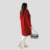 Dames Winterjas met Dubbele Knopen – Elegante Wolmix Jas met Klassieke Revers