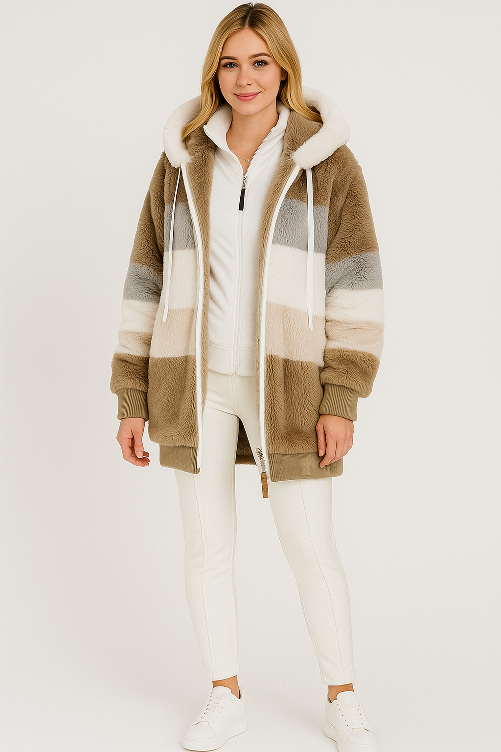 Vrouwen Pluche Capuchonjas