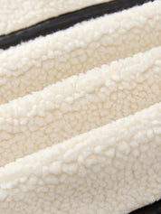 Sherpa Aviator Dames Jas met Zwarte Details - Witte Teddy Stijl