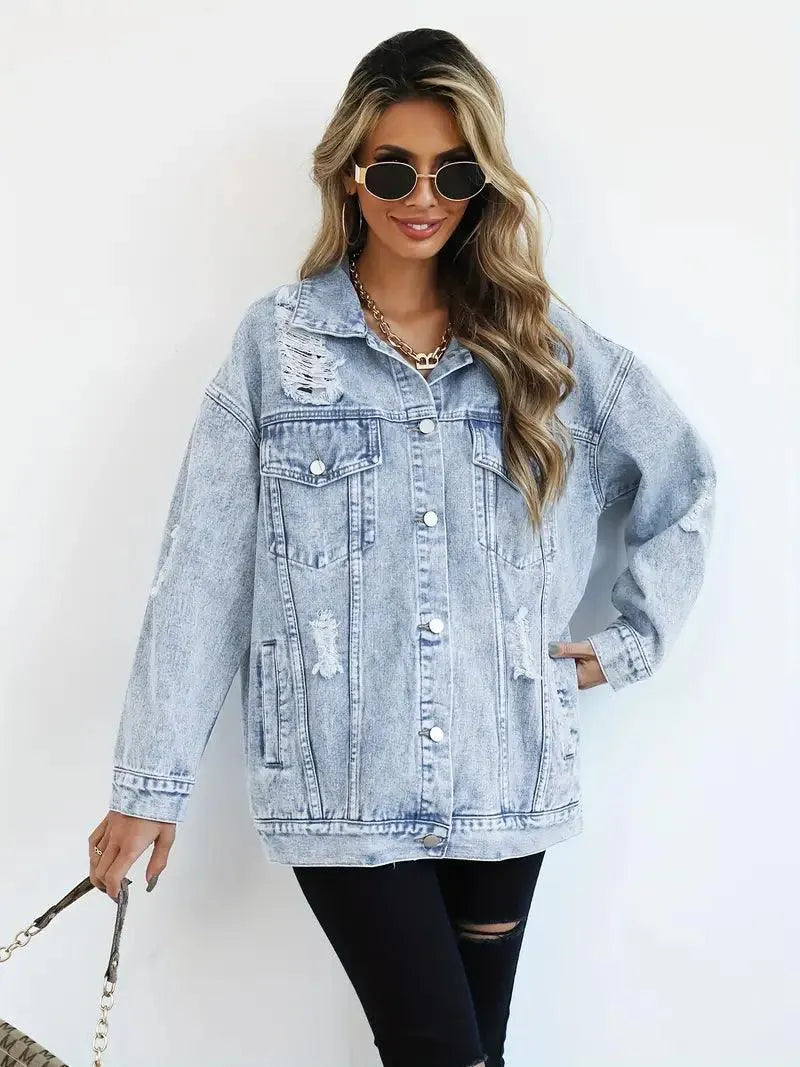Oversized Denim Jack Dames - Comfortabel & Stijlvol