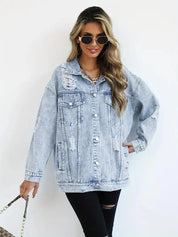 Oversized Denim Jack Dames - Comfortabel & Stijlvol