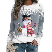 Cosy Sweater met Sneeuwpopprint voor Dames – Warme Wintertrui met Feestelijke Stijl