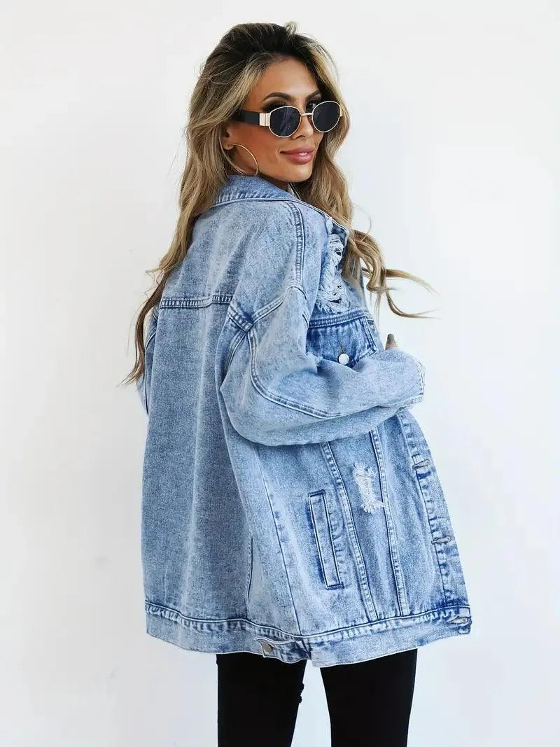 Oversized Denim Jack Dames - Comfortabel & Stijlvol