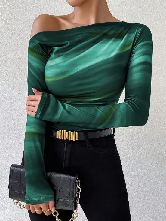 Dames Top – Elegante Chique Blend Top Met Off-Shoulder Design