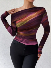 Dames Top – Elegante Chique Blend Top Met Off-Shoulder Design