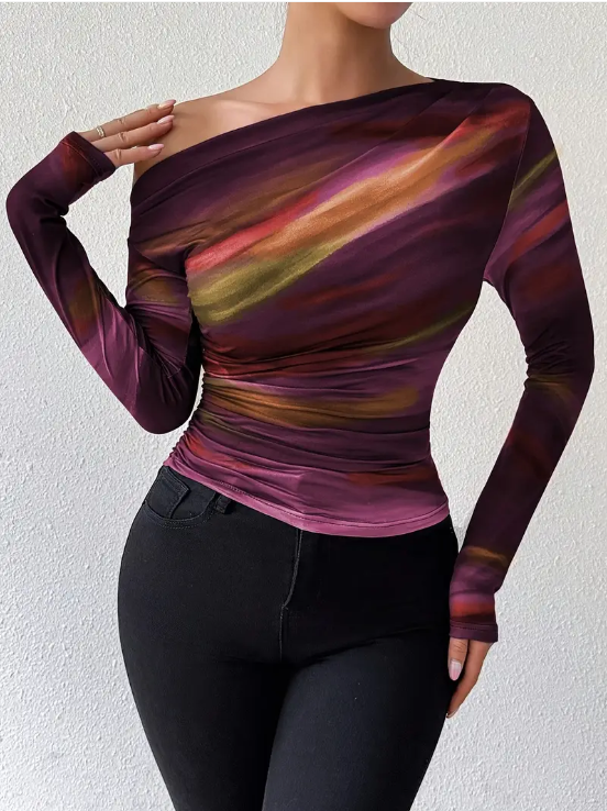 Dames Top – Elegante Chique Blend Top Met Off-Shoulder Design