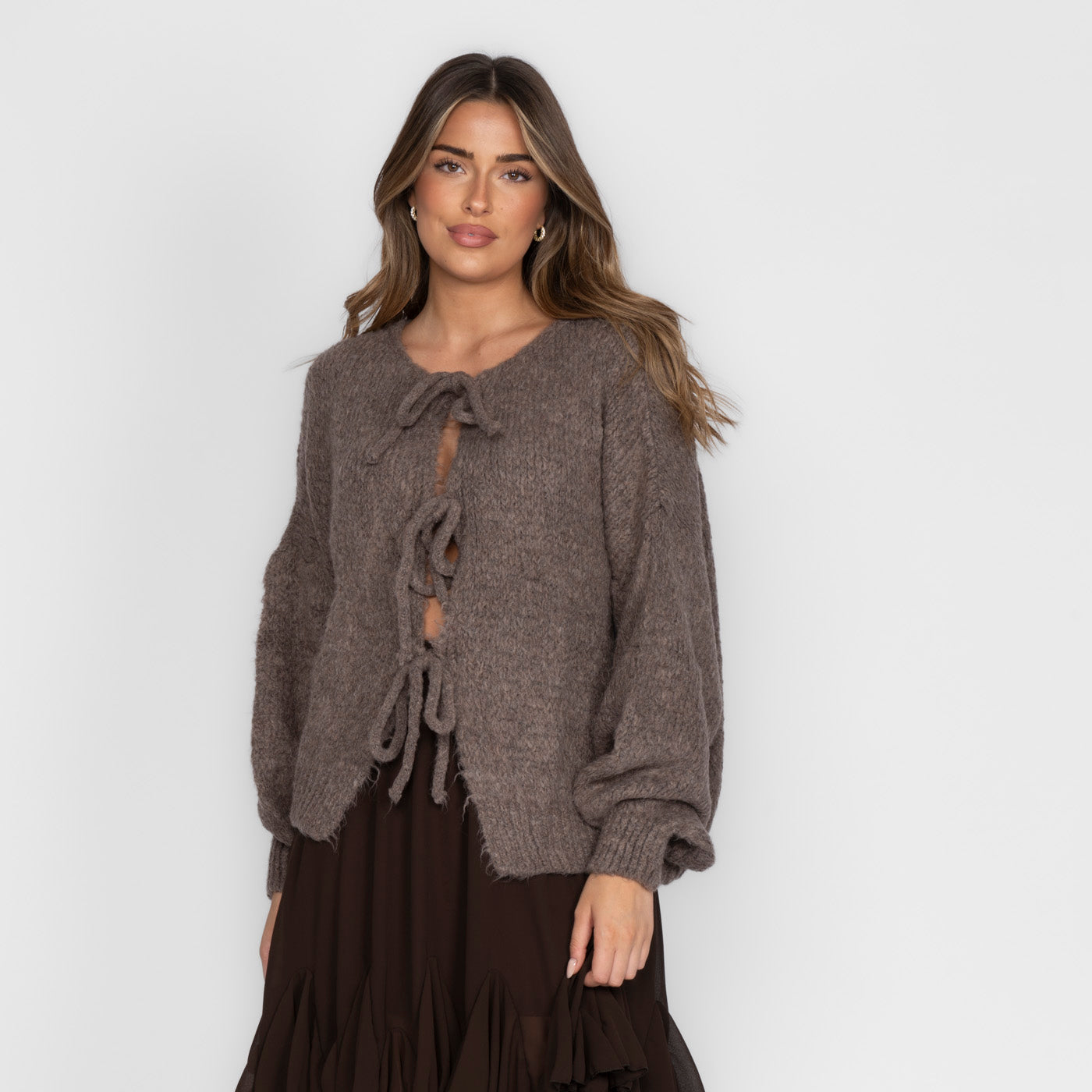 Oversized Dames Cardigan – Gebreid Vest met Strikdetails