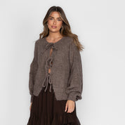 Oversized Dames Cardigan – Gebreid Vest met Strikdetails