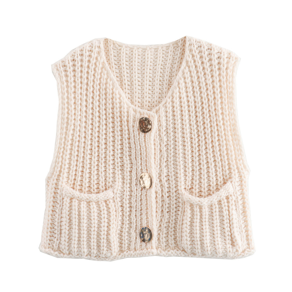 Gebreid Vest voor Dames met Luxe Knoopdetails – Zacht Knit Cardigan