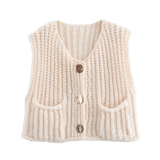 Gebreid Vest voor Dames met Luxe Knoopdetails – Zacht Knit Cardigan