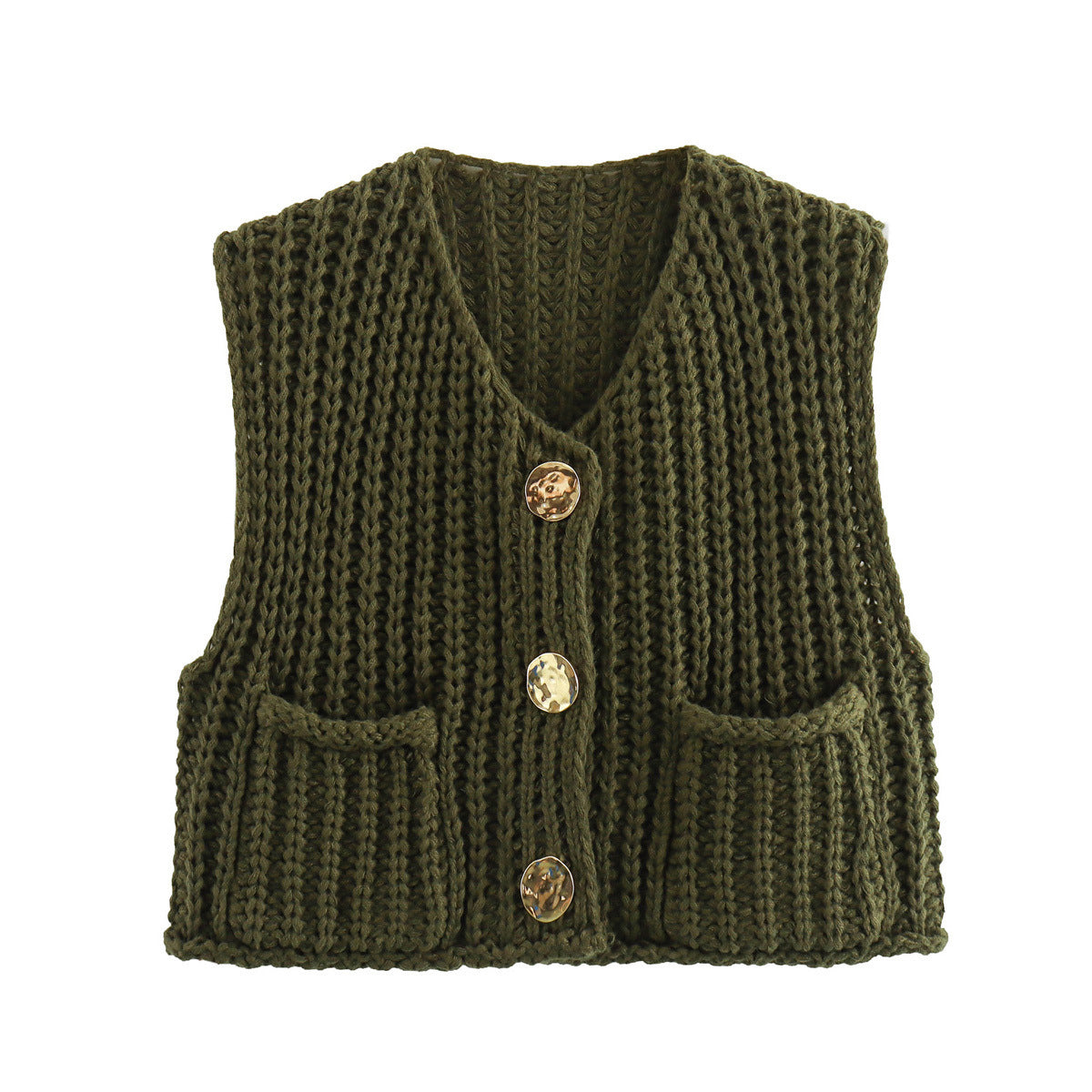 Gebreid Vest voor Dames met Luxe Knoopdetails – Zacht Knit Cardigan