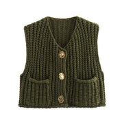 Gebreid Vest voor Dames met Luxe Knoopdetails – Zacht Knit Cardigan