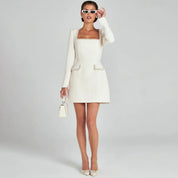 Dames Mini Jurk – Luxe Mini Jurk Met Parelaccenten Voor Avondkleding