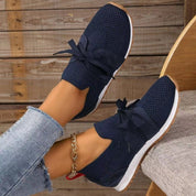 Dames Knit Sneakers met Suède-Look Accenten